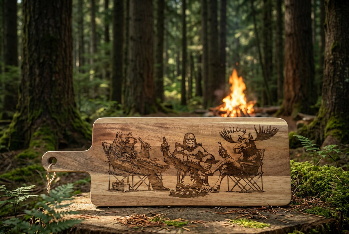 Bigfoot, Bear, and Moose Cutting Board