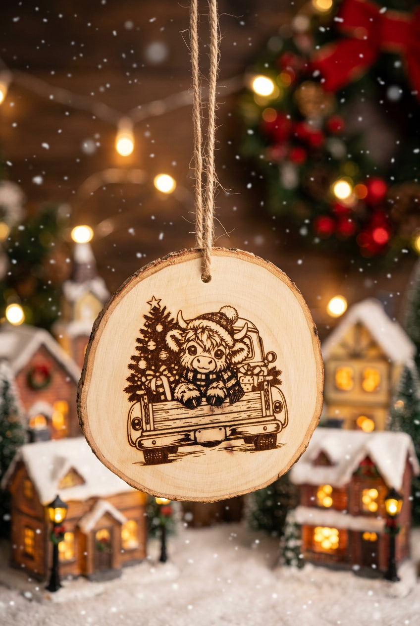 Cow in Truck Christmas Ornament