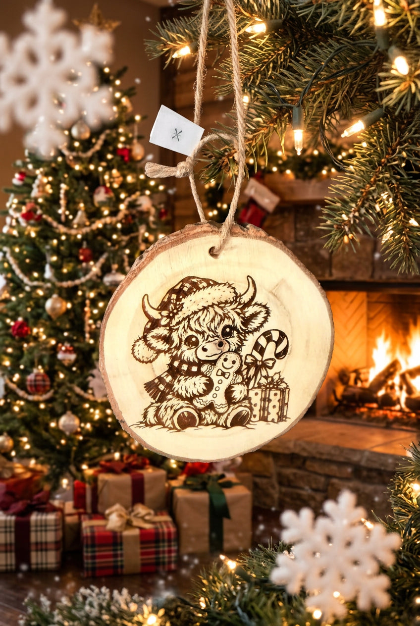 Cow with Gingerbread Cookie Christmas Ornament