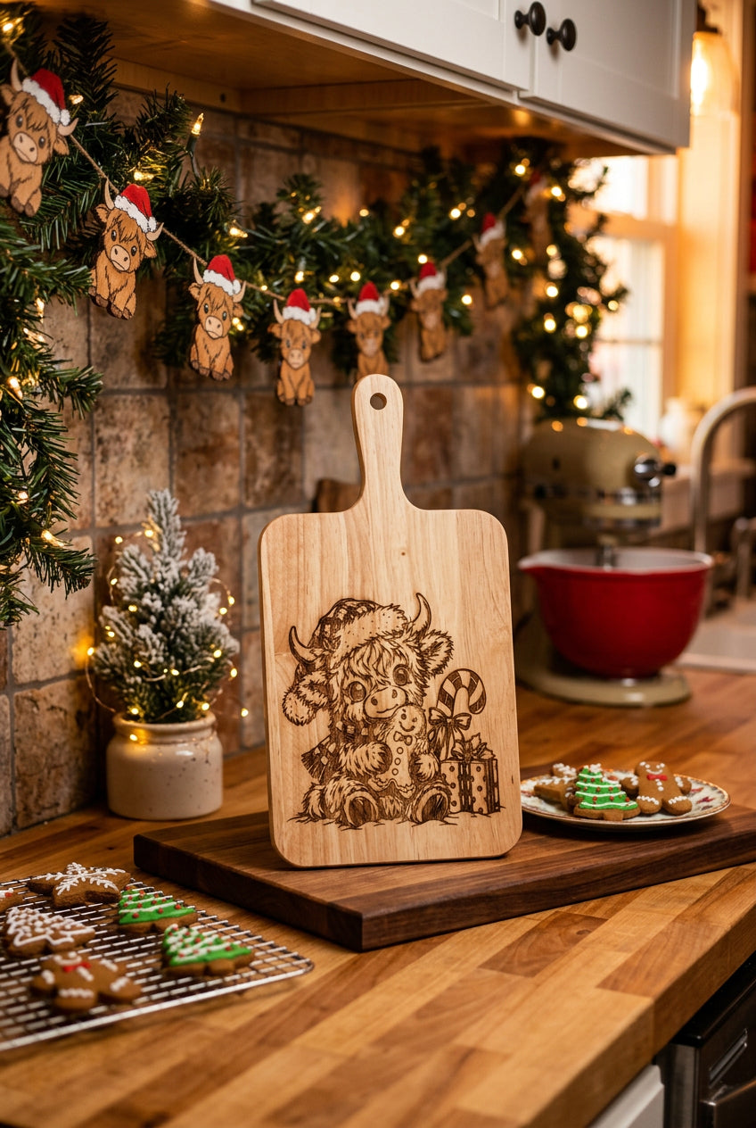Christmas Cow Cutting Board