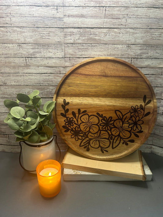 Round Acacia Serving Tray