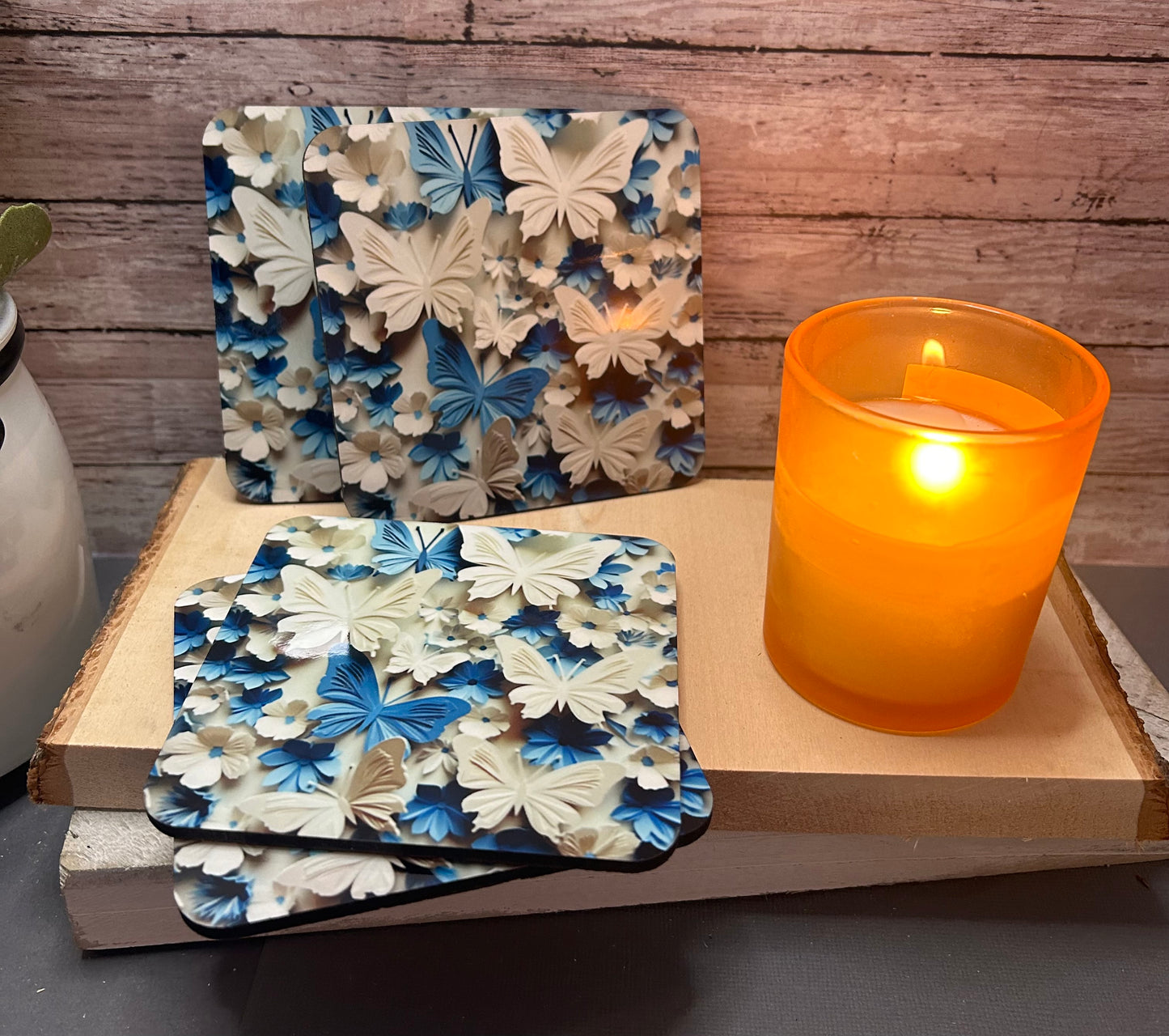 Light Blue Butterfly Coaster